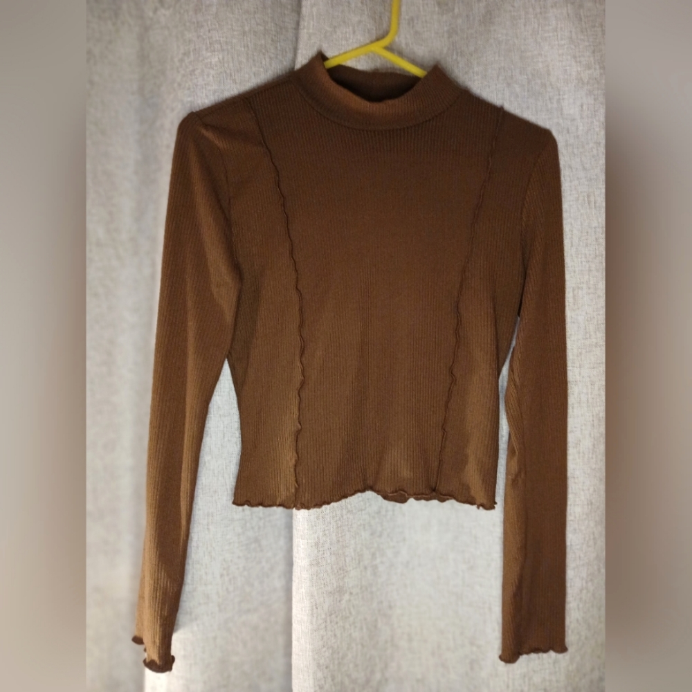 RUE 21 WOMEN'S SIZE LARGE LONG SLEEVE BROWN TOP